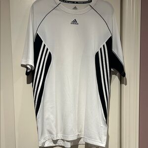 Adidas Men's White and Black Short Sleeve Tee
